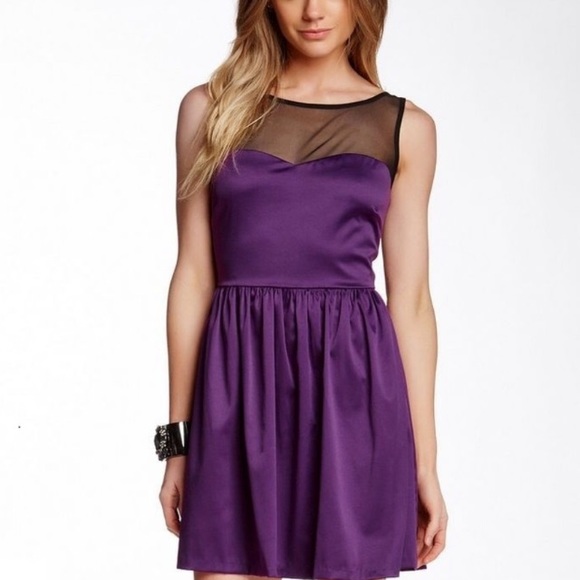 Love...Ady Dresses & Skirts - Love Ady Purple Illusion Skater V-Back Dress M